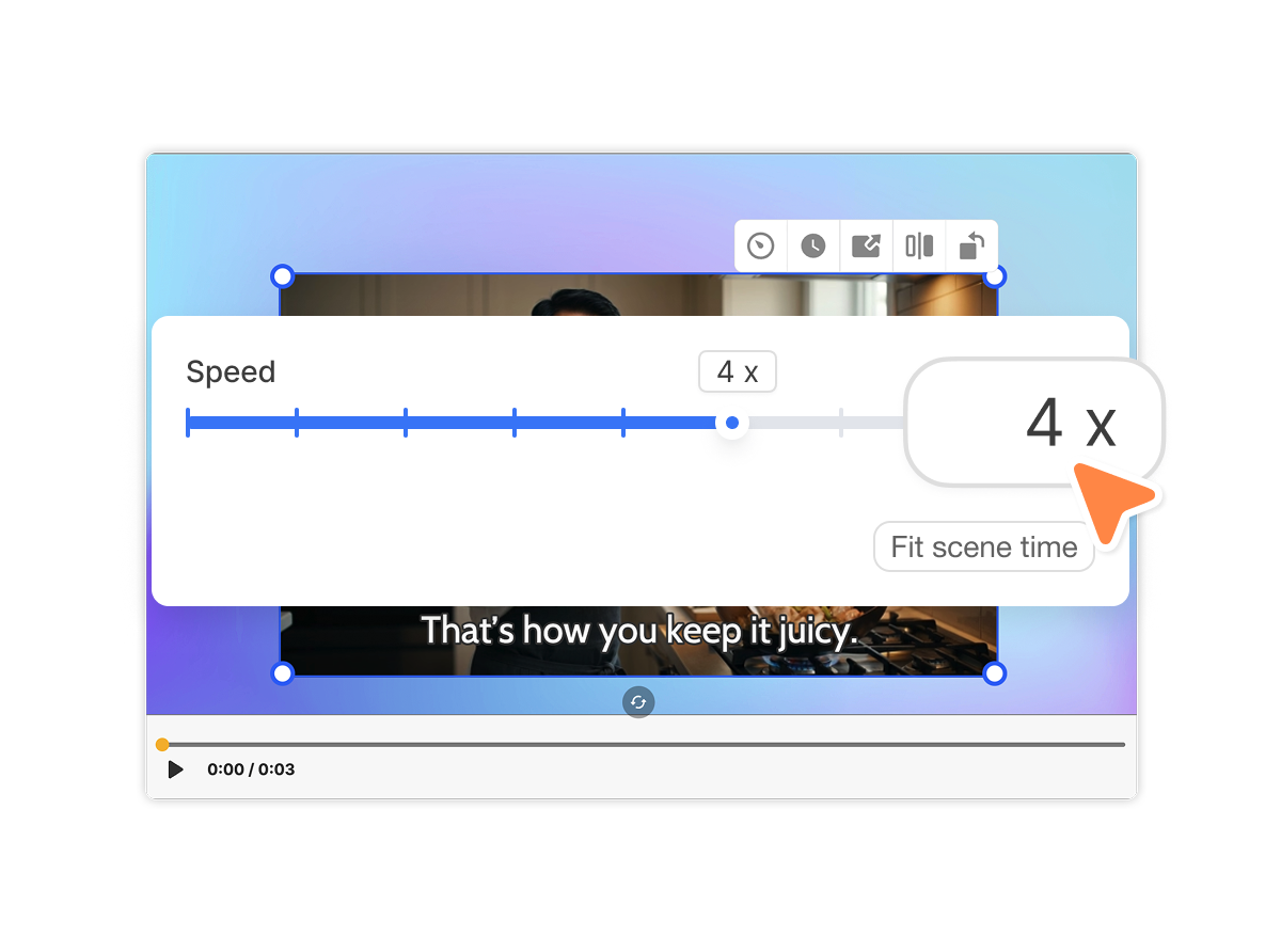 Enter an exact video speed value in Visla using the speed text field.